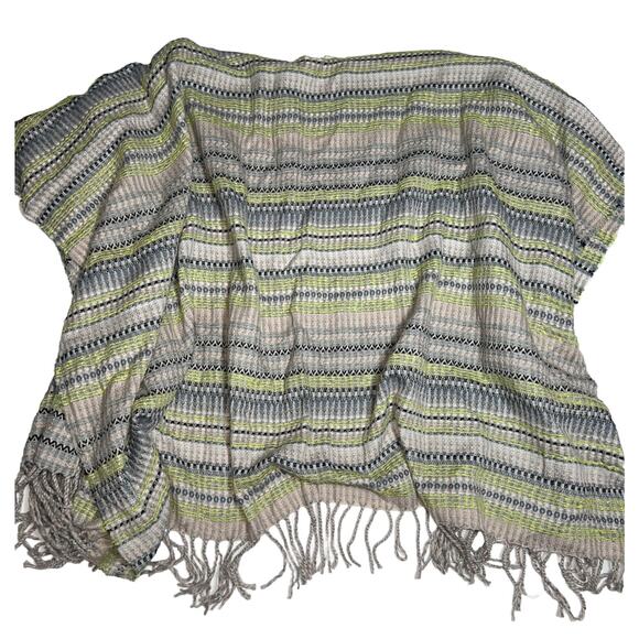 Free People Shawl Women’s One Size Multicolor Striped Knit Wrap Poncho Kimono - Picture 11 of 13
